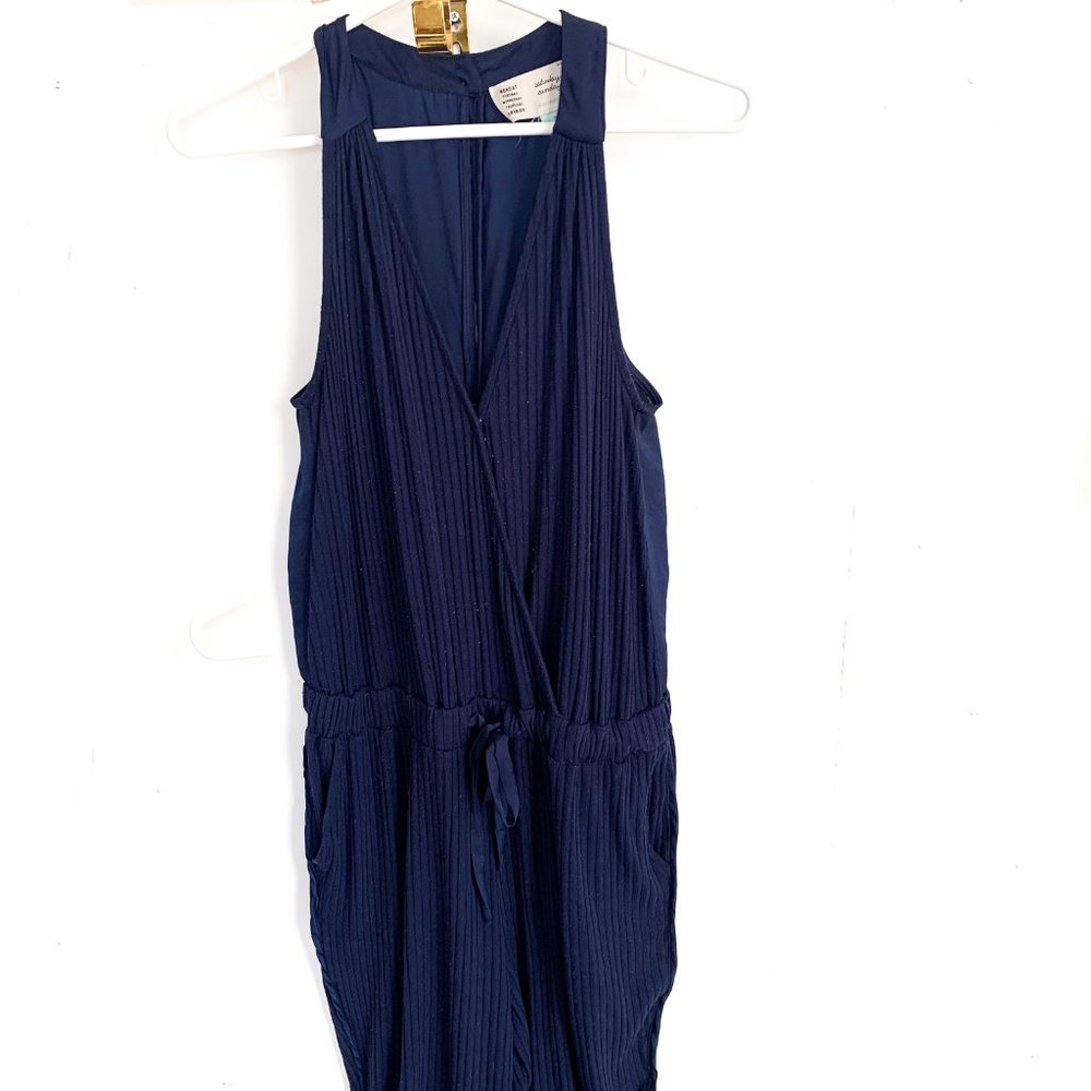anthropologie navy juniper jumpsuit w/pockets M - Picture 3 of 9
